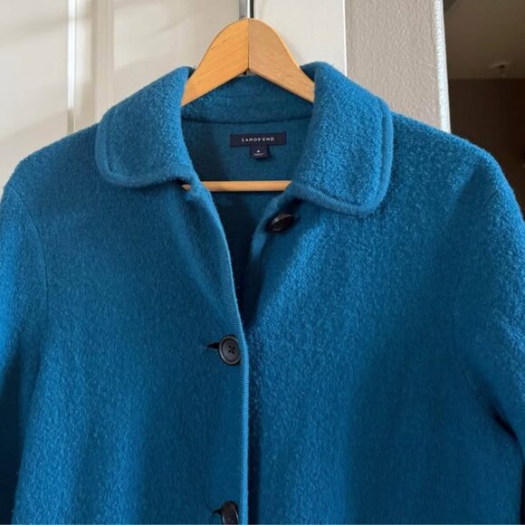 Women’s Lands’ End Teal Wool Collared Jacket Top-Size‎ 4 - Picture 2 of 6